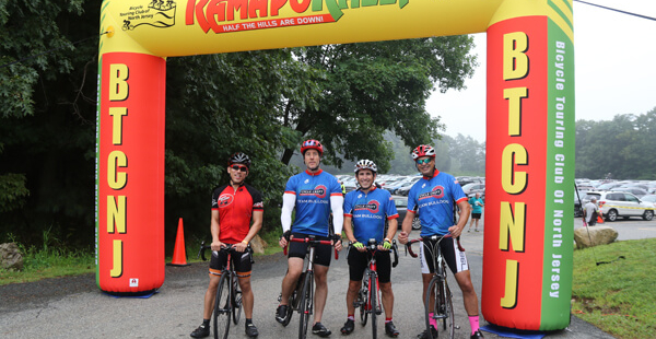 Bicyclists at finish line.