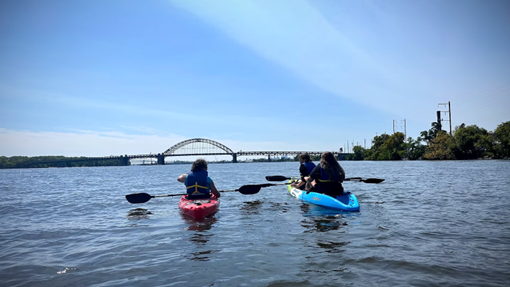 People kayaking on the Delaware River.