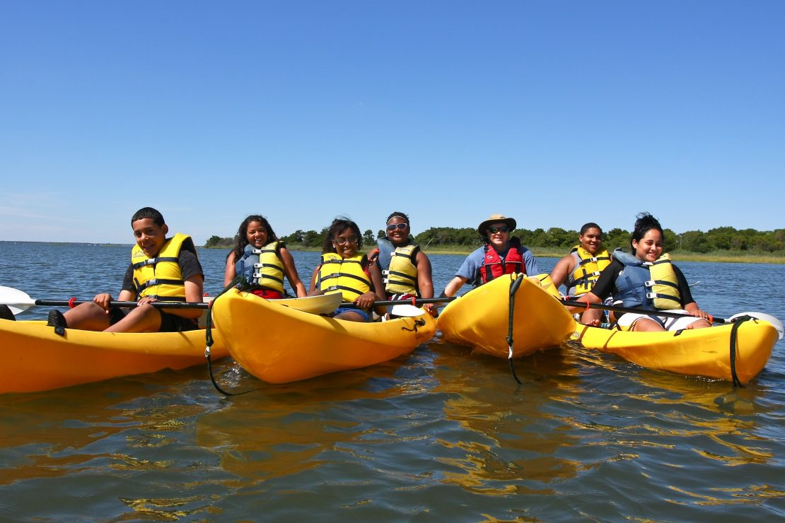 Group of students on kayaks